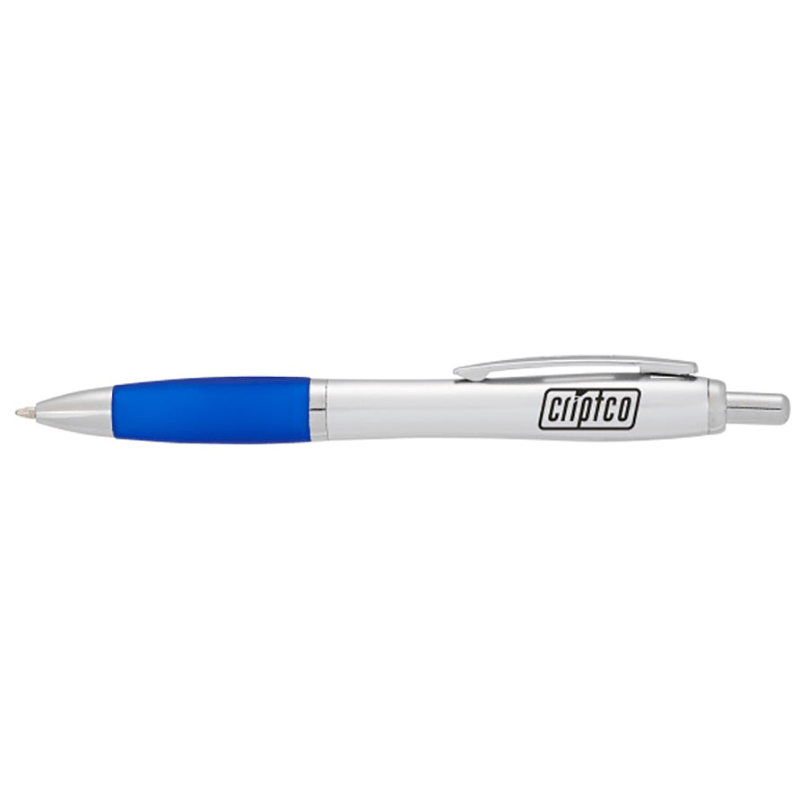 Bullet Silver Barrel w/Blue Grip Nash Retractable Ballpoint Pen