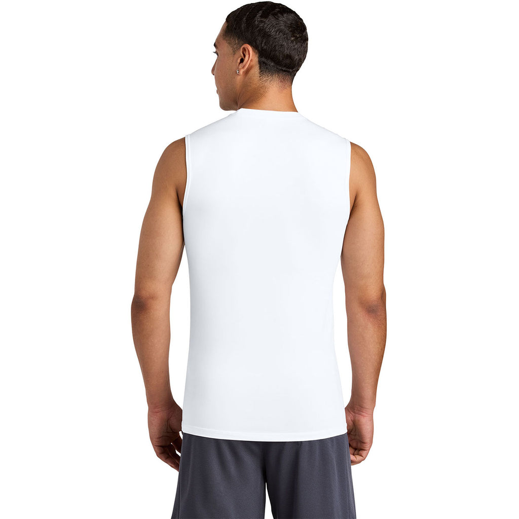 Sport-Tek Men's White PosiCharge Compression Sleeveless Tee