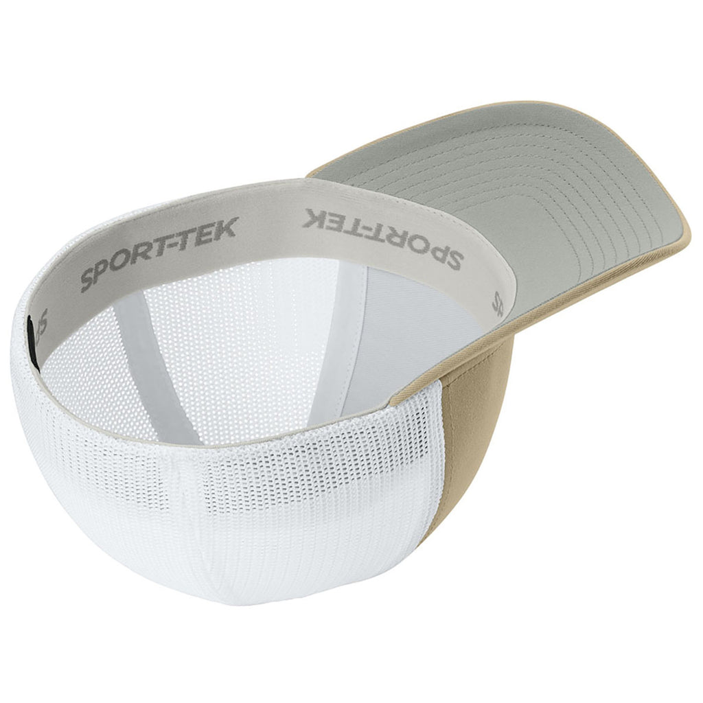 Sport-Tek Sahara/White Stretch-Tek Mesh Back Cap