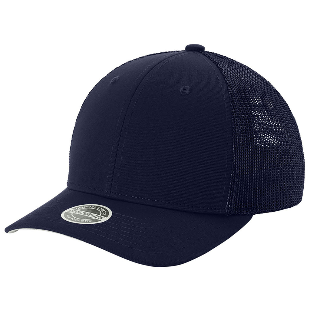 Sport-Tek True Navy/True Navy Stretch-Tek Mesh Back Cap