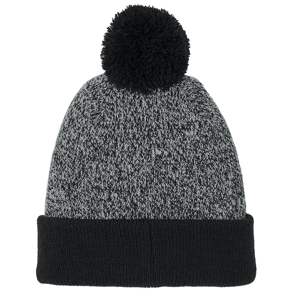 Sport-Tek Black/Silver Halftime Heather Pom Beanie
