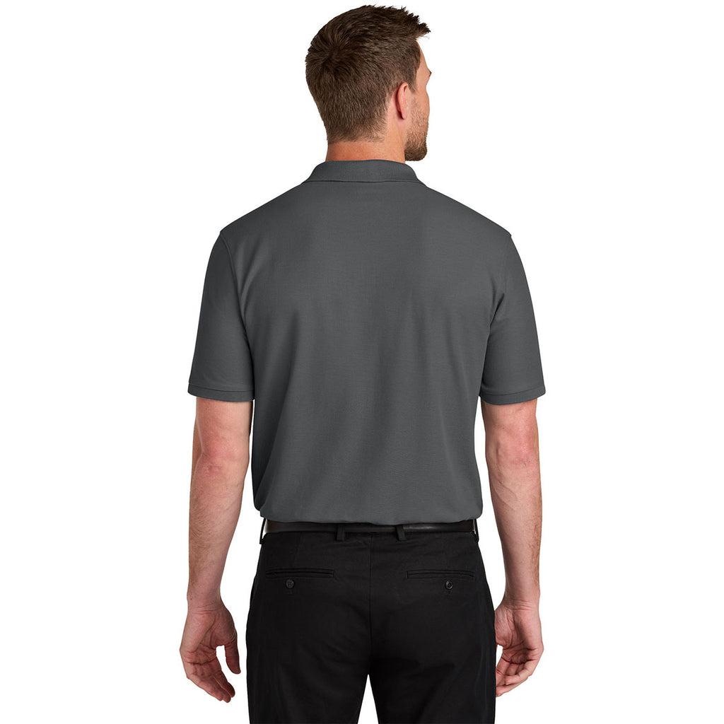 Port Authority Men's Storm Grey Tall Wearever Signature Pique Pocket Polo