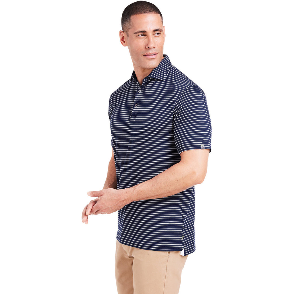 tasc Men's Classic Navy/White Cloud Lightweight Polo Brookline Stripe