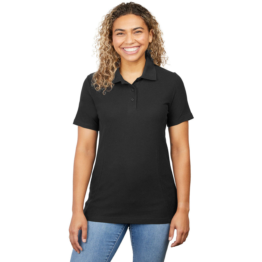 Elevate Women's Black Palo Short Sleeve 100% Cotton Pique Polo