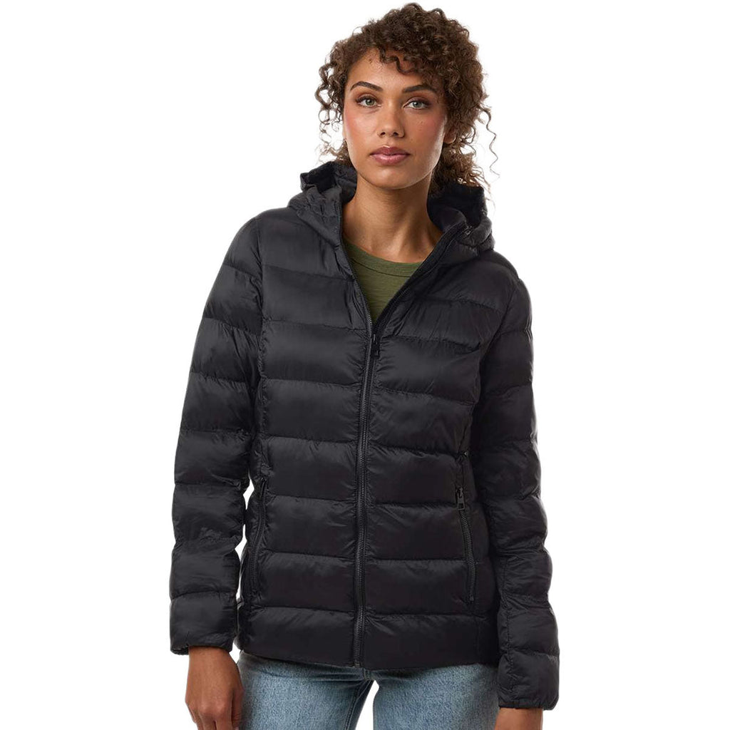 Weatherproof Women's Black Lightweight Poly-Filled Hooded Puffer Jacket