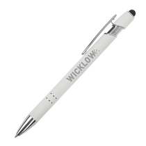 Logomark White Denton Soft-Touch Pen with Stylus