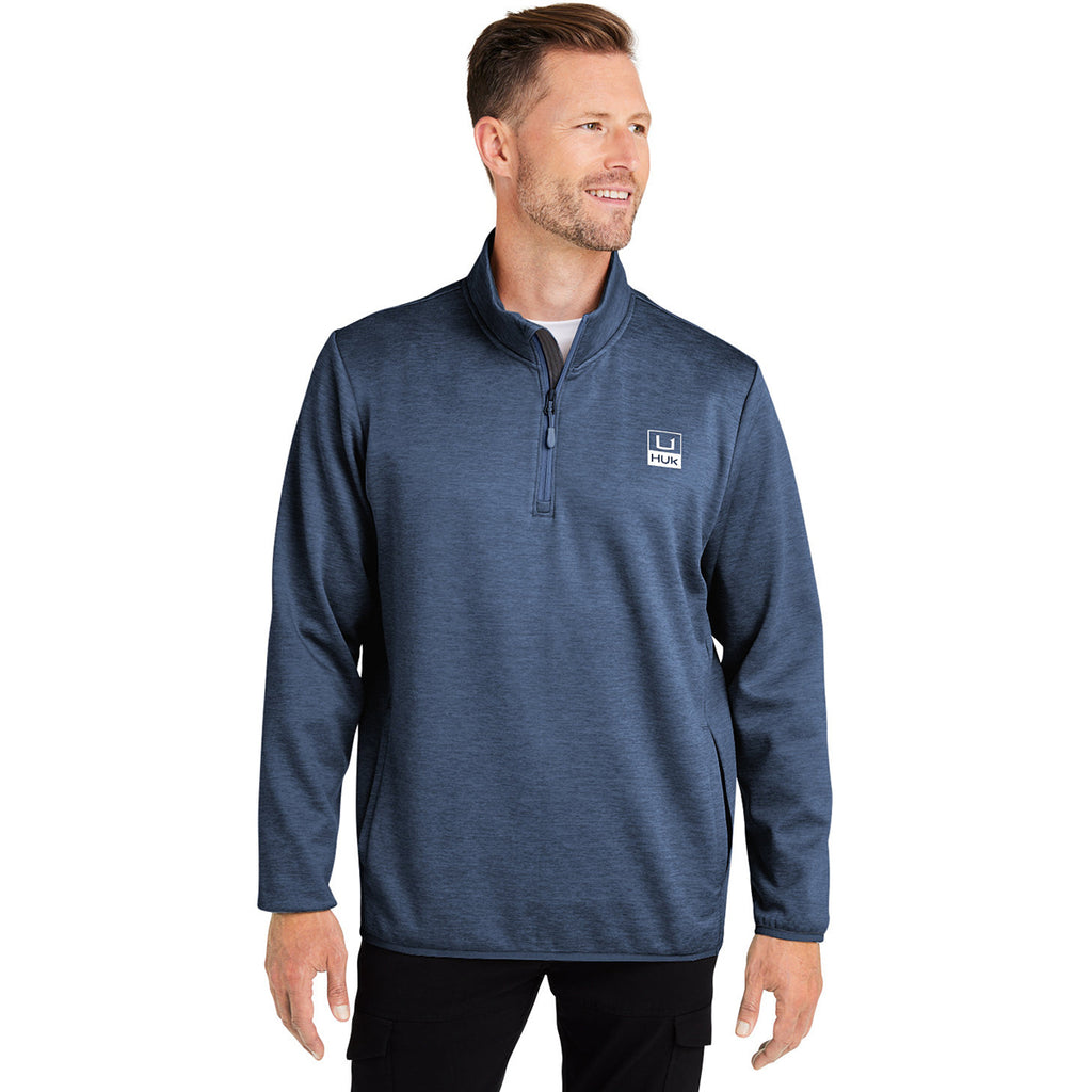 HUK Men's Naval Academy Heather Cold Front Quarter-Zip