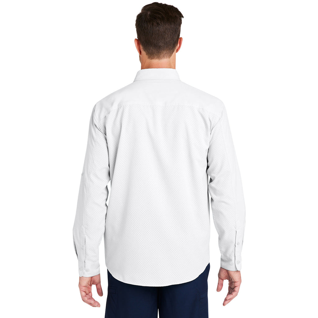 HUK Men's White Tide Point Long Sleeve Shirt