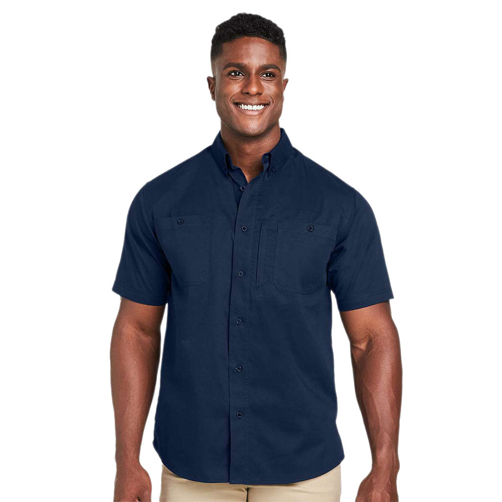 Harriton Men's Dark Navy Advantage IL Short Sleeve Dress Shirt