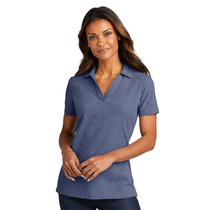 Port Authority Women's Navy Heather Cotton Blend Pique Polo