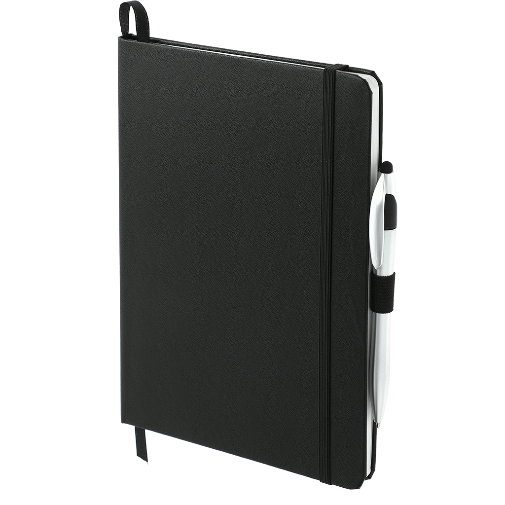 Bullet Black 6'' x 8.5'' FSC Mix Crown Journal with Pen-Stylus