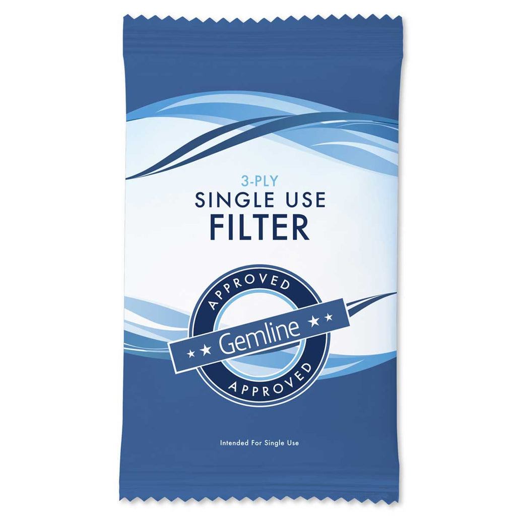 Gemline Sky Blue 3-ply Single Use Filters (10 Filters Per Pack)