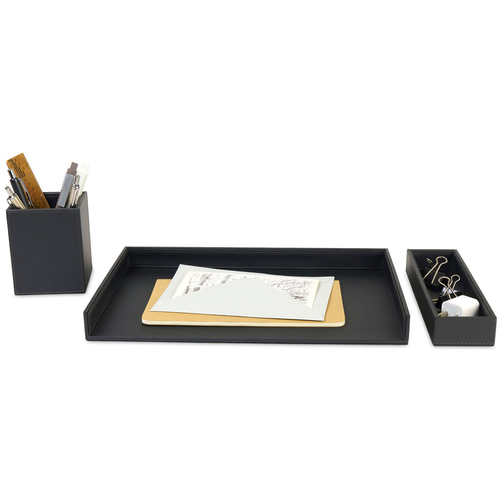 Gemline Easton Black 3 Piece Desktop Organizer