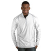 Antigua Men's White/Silver Tempo Fine Stripe Quarter Zip