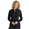 Antigua Women's Black Tempo Fine Stripe Quarter Zip