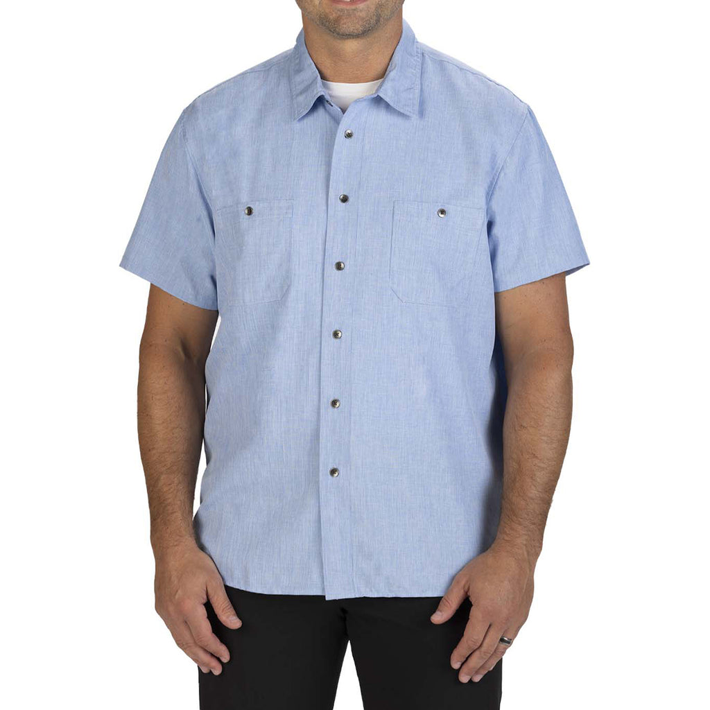 Edwards Men's Carolina Blue Heather Melange Ultra-Light Chambray Shirt