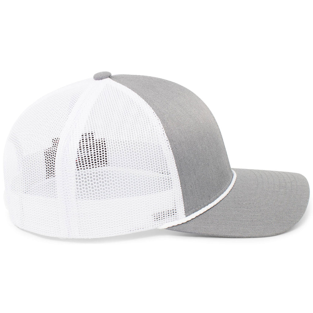 Pacific Headwear Heather Grey/White/Heather Grey Trucker Snapback Braid Cap