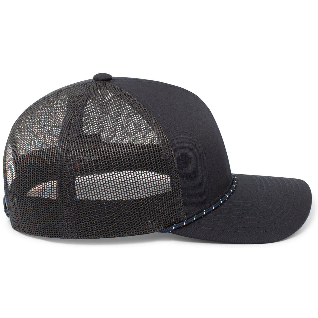 Pacific Headwear Navy Trucker Snapback Braid Cap