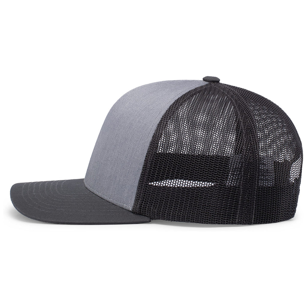 Pacific Headwear Heather Grey/Lt Charcoal/Lt Charcoal Snapback Trucker Mesh Cap