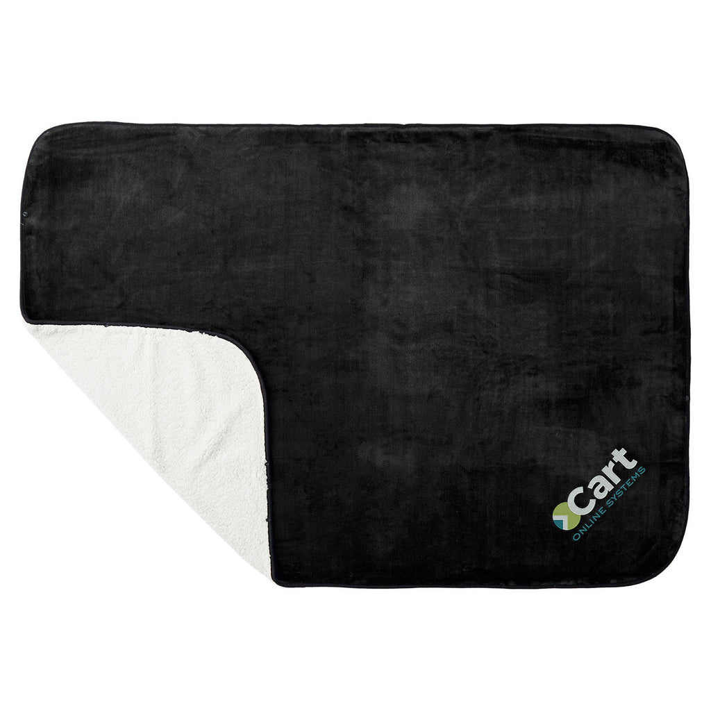 Leed's Black Oversized Wearable WFH Cozy Fleece Sherpa Blanket