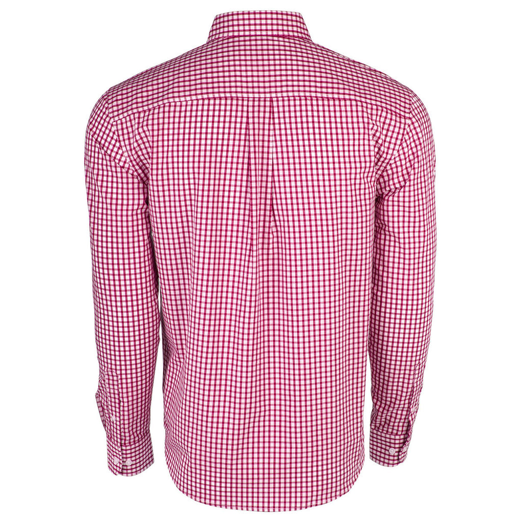 Vantage Men's Sports Red/White Easy-Care Gingham Check Shirt