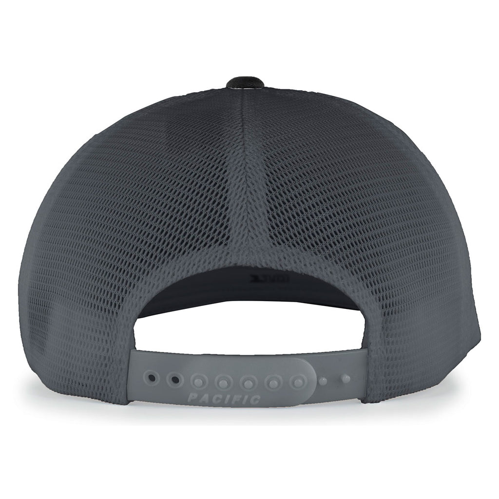 Pacific Headwear Black/Graphite/Black Trucker FlexFit Snapback Cap