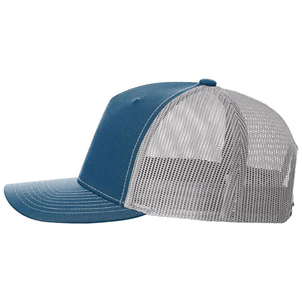 Richardson Cobalt Blue/Grey Mesh Back Five Panel Trucker Hat