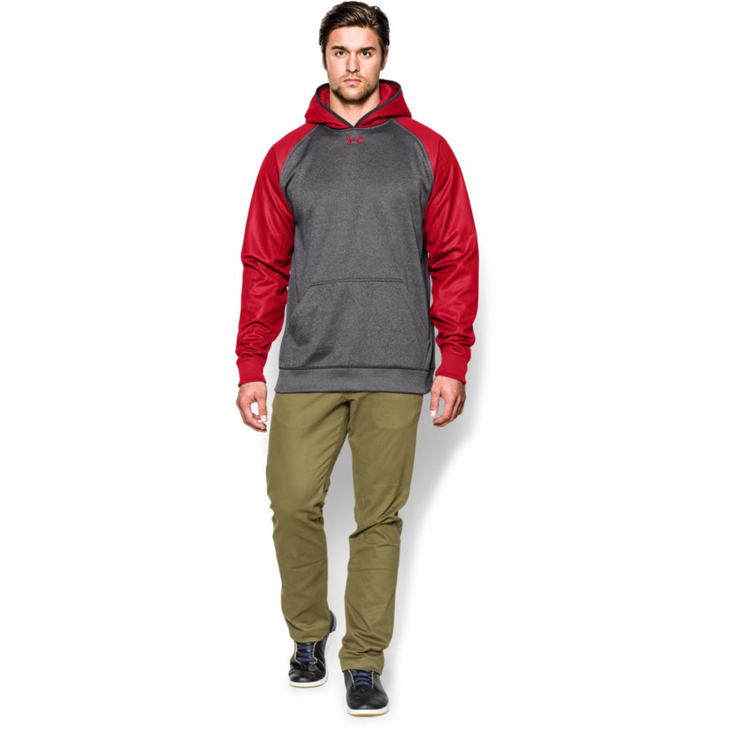 Under Armour Men's Carbon Heather/Red Storm AF Colorblock Hoodie