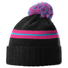 Richardson Black/Neon Pink/Neon Blue Short Pom Beanie