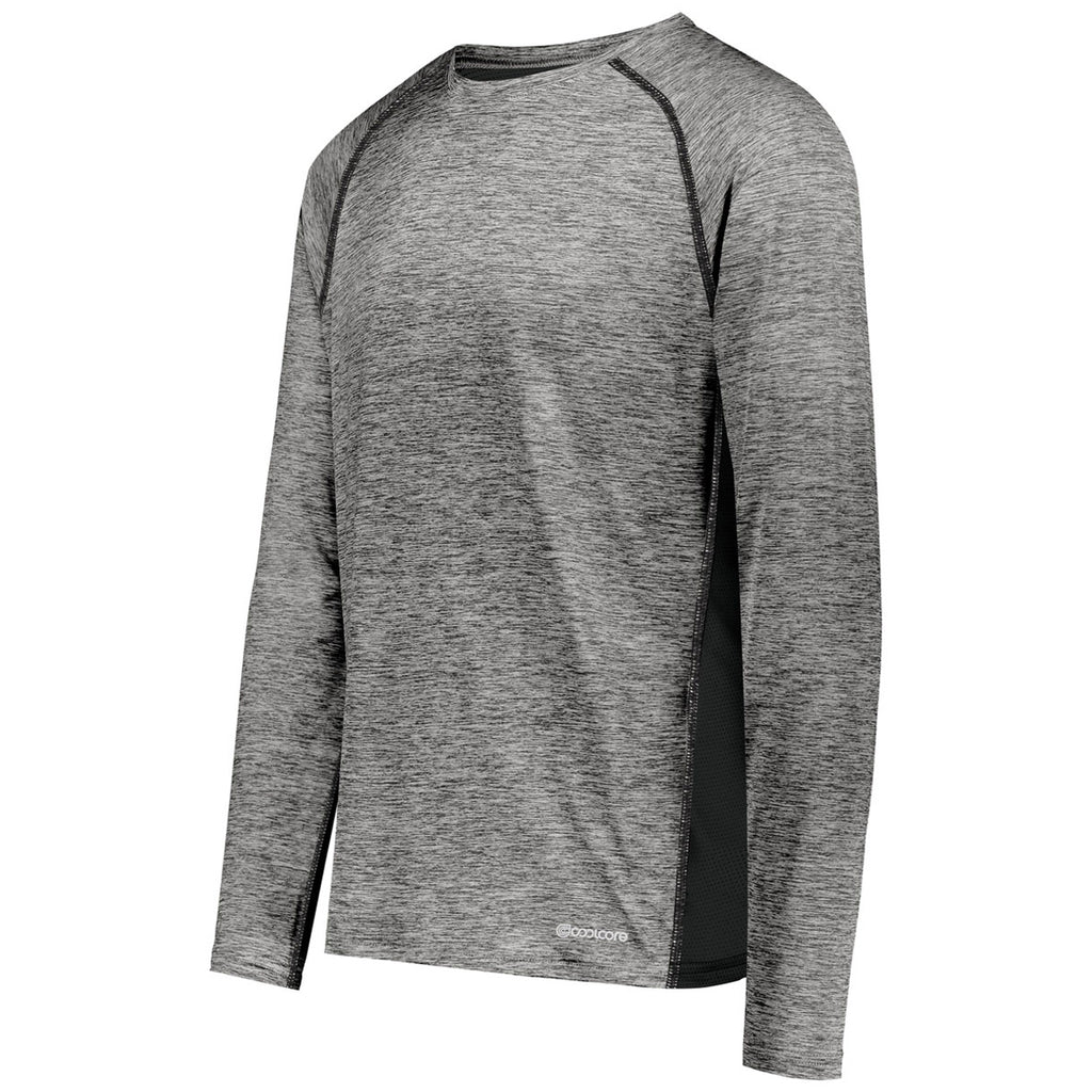 Holloway Men's Black Heather Electrify Coolcore Long Sleeve Tee