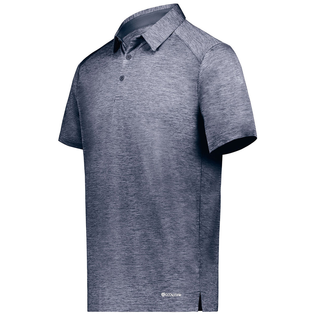 Holloway Men's Navy Heather Electrify Coolcore Polo