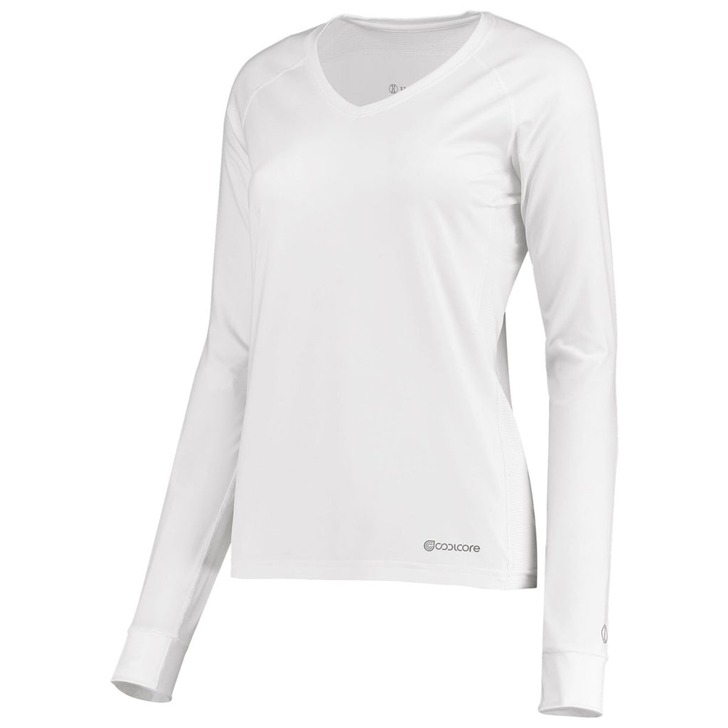 Holloway Women's White Electrify Coolcore Long Sleeve Tee