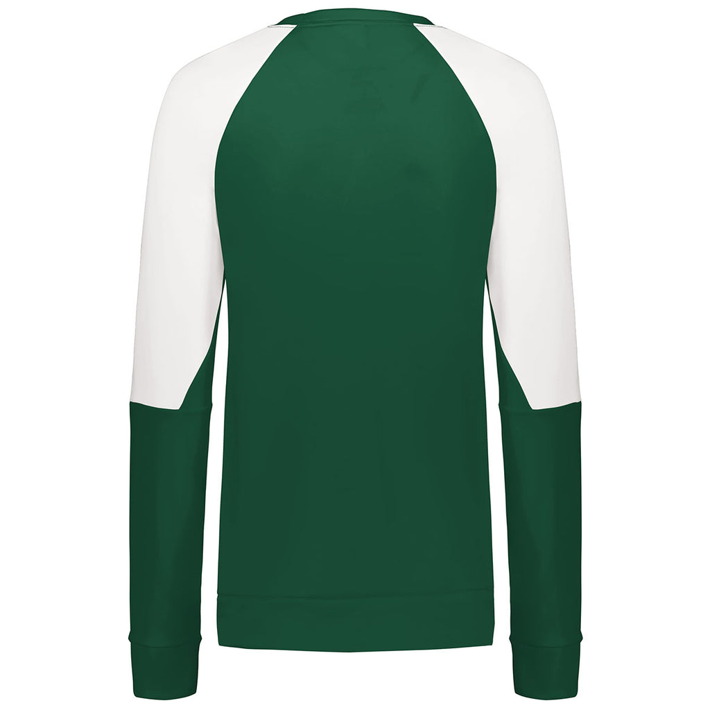 Holloway Women's Dark Green/White Momentum Team Fleece Crew