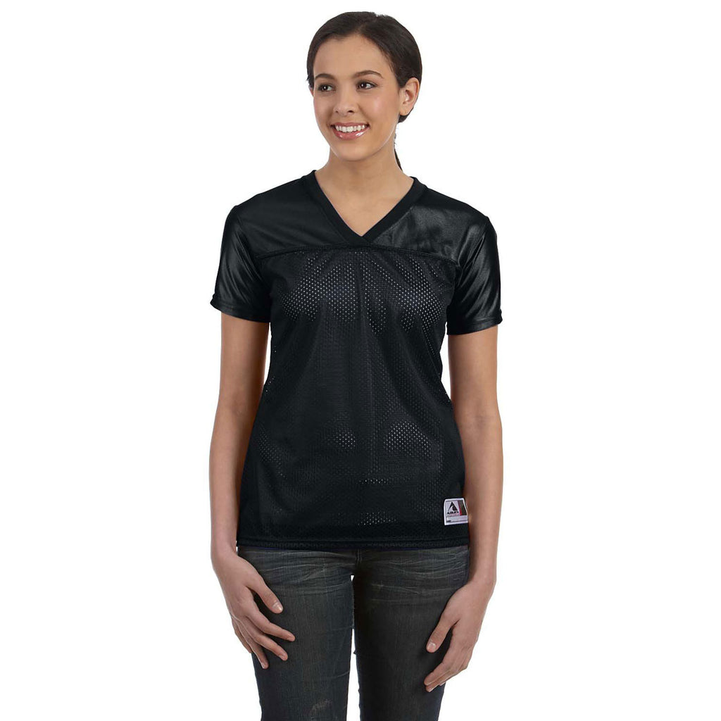 Augusta Sportswear Women's Black Junior Fit Replica Football T-Shirt