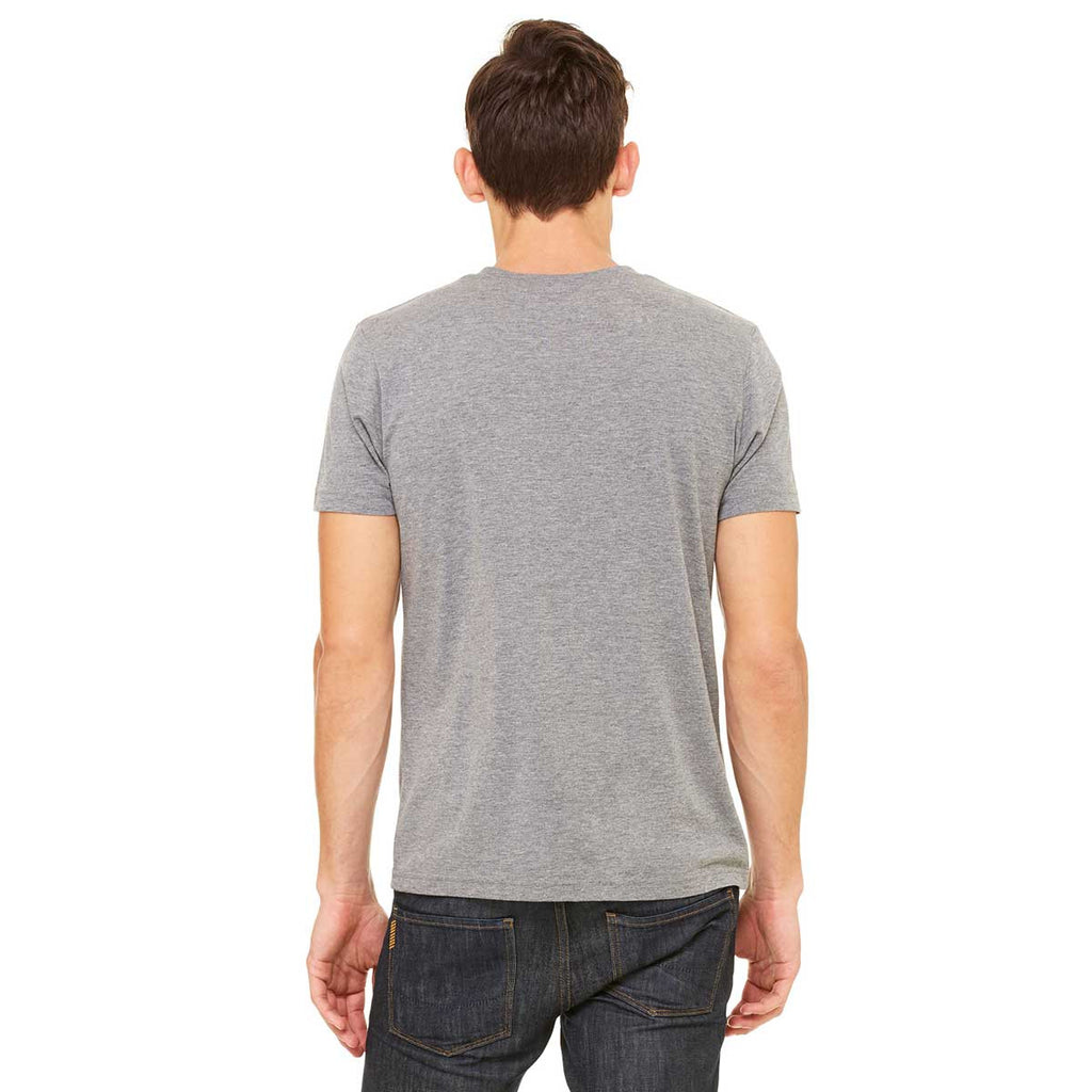 Bella + Canvas Men's Grey Triblend Short-Sleeve Henley