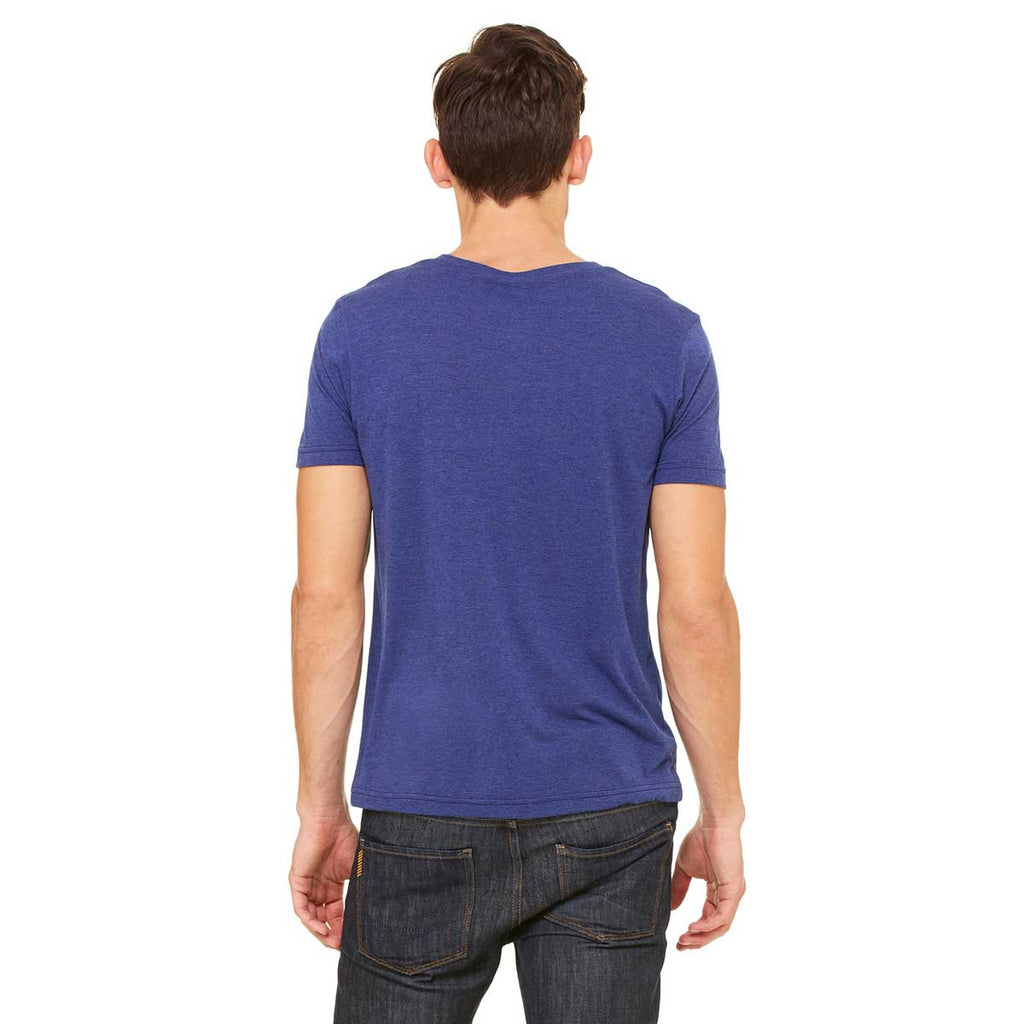 Bella + Canvas Men's Navy Triblend Short-Sleeve Henley