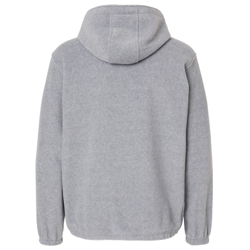 Burnside Men's Heather Grey Polar Fleece Quarter-Zip Hooded Pullover