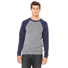 Bella + Canvas Unisex Deep Heather/Navy Sponge Fleece Crew Neck Sweatshirt