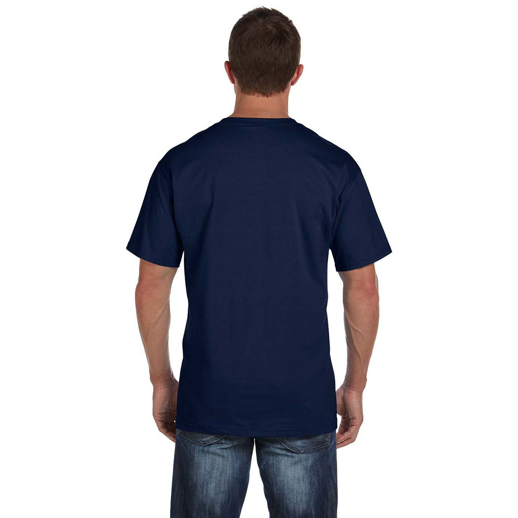 Fruit of the Loom Men's J Navy 5 oz. HD Cotton Pocket T-Shirt