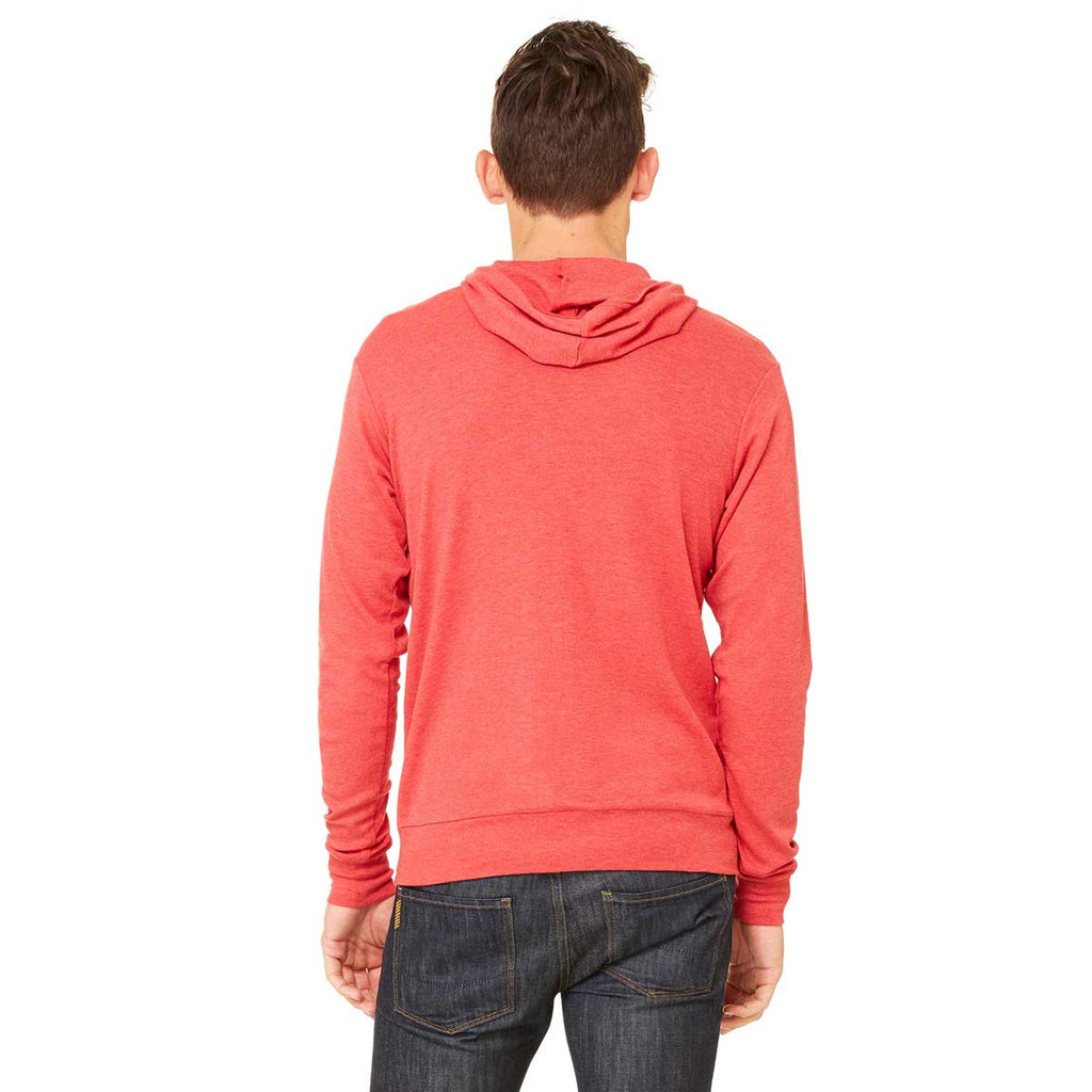 Bella + Canvas Unisex Red Triblend Full-Zip Lightweight Hoodie