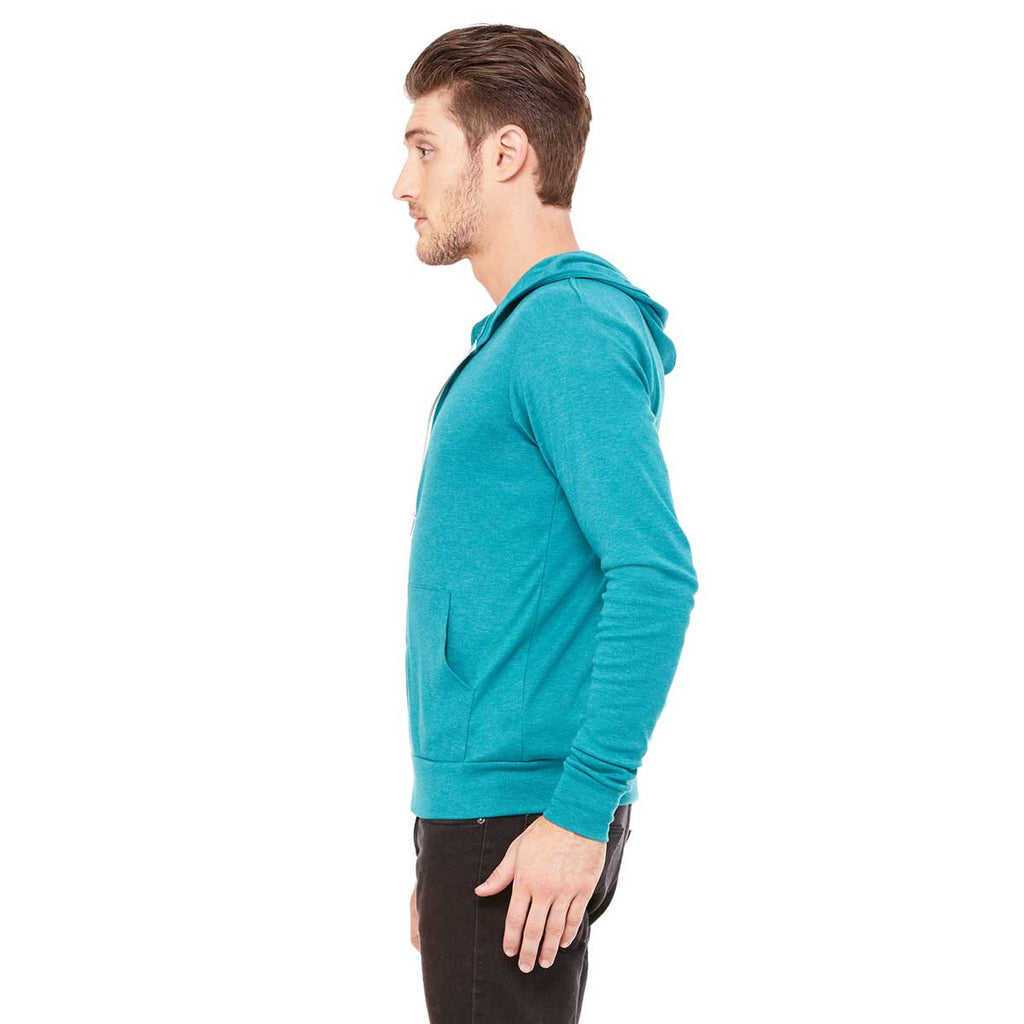 Bella + Canvas Unisex Teal Triblend Full-Zip Lightweight Hoodie