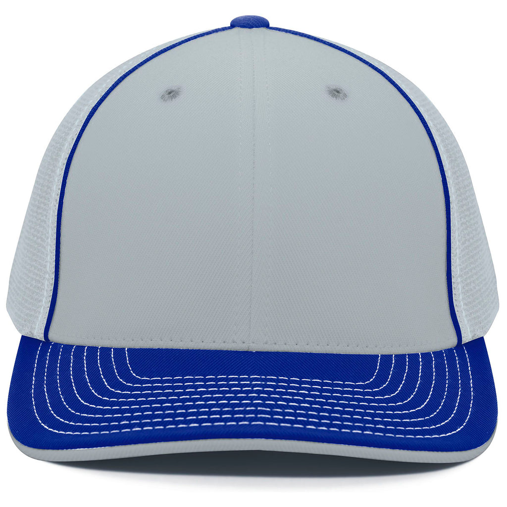 Pacific Headwear Silver/Royal Universal Fitted Trucker Mesh Cap