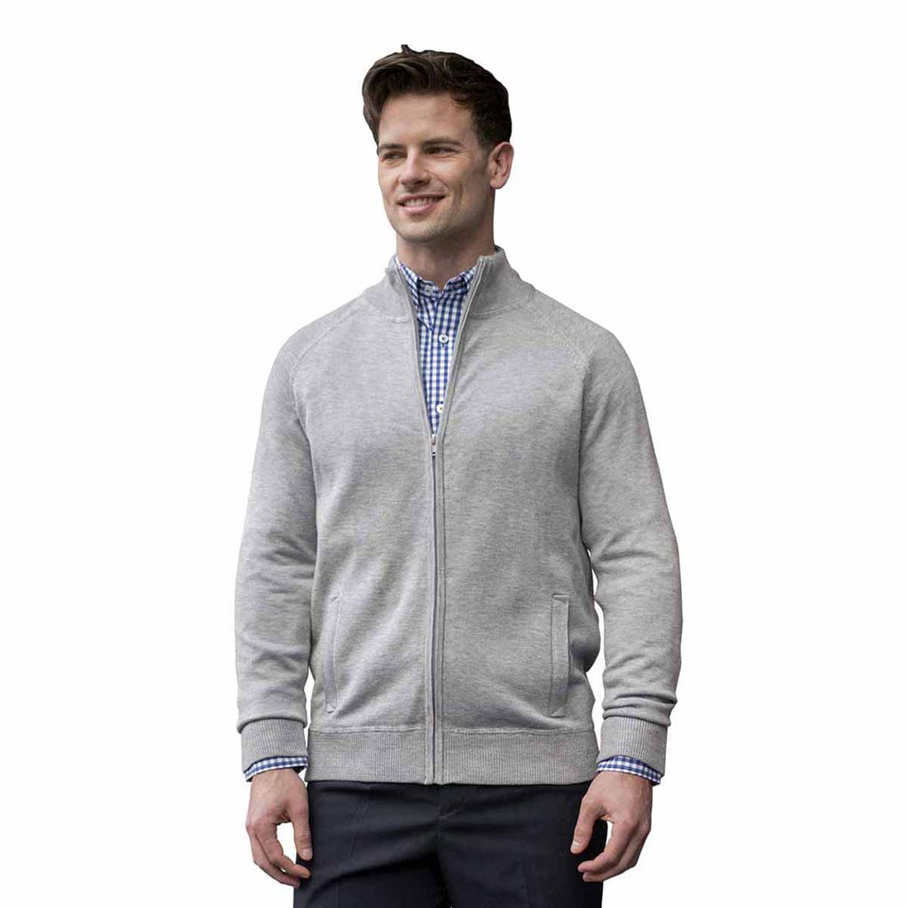 Edwards Men's Grey Heather Full-Zip Sweater Jacket With Pockets