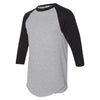 Augusta Sportswear Men's Athletic Heather/Black Three-Quarter Raglan Sleeve Baseball Jersey