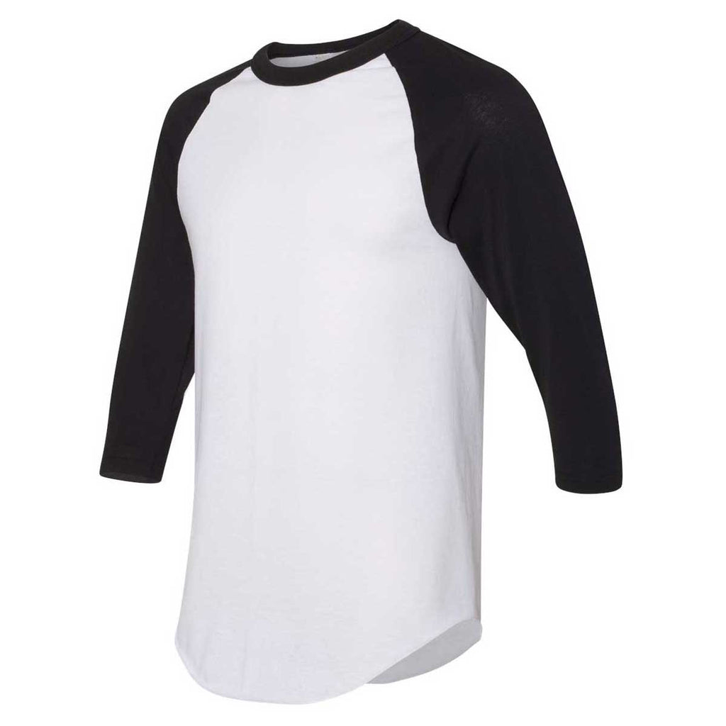 Augusta Sportswear Men's White/Black Three-Quarter Raglan Sleeve Baseball Jersey