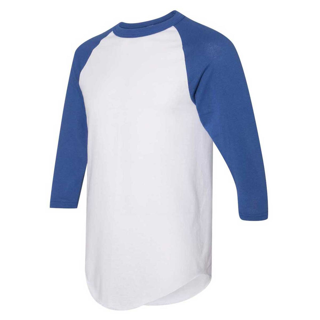 Augusta Sportswear Men's White/Royal Three-Quarter Raglan Sleeve Baseball Jersey