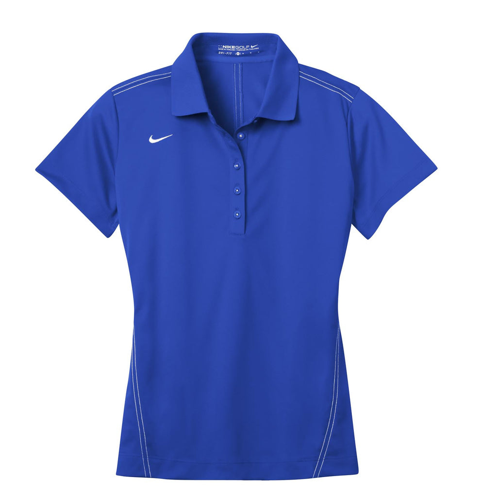 Nike Women's Blue Dri-FIT Short Sleeve Sport Swoosh Pique Polo