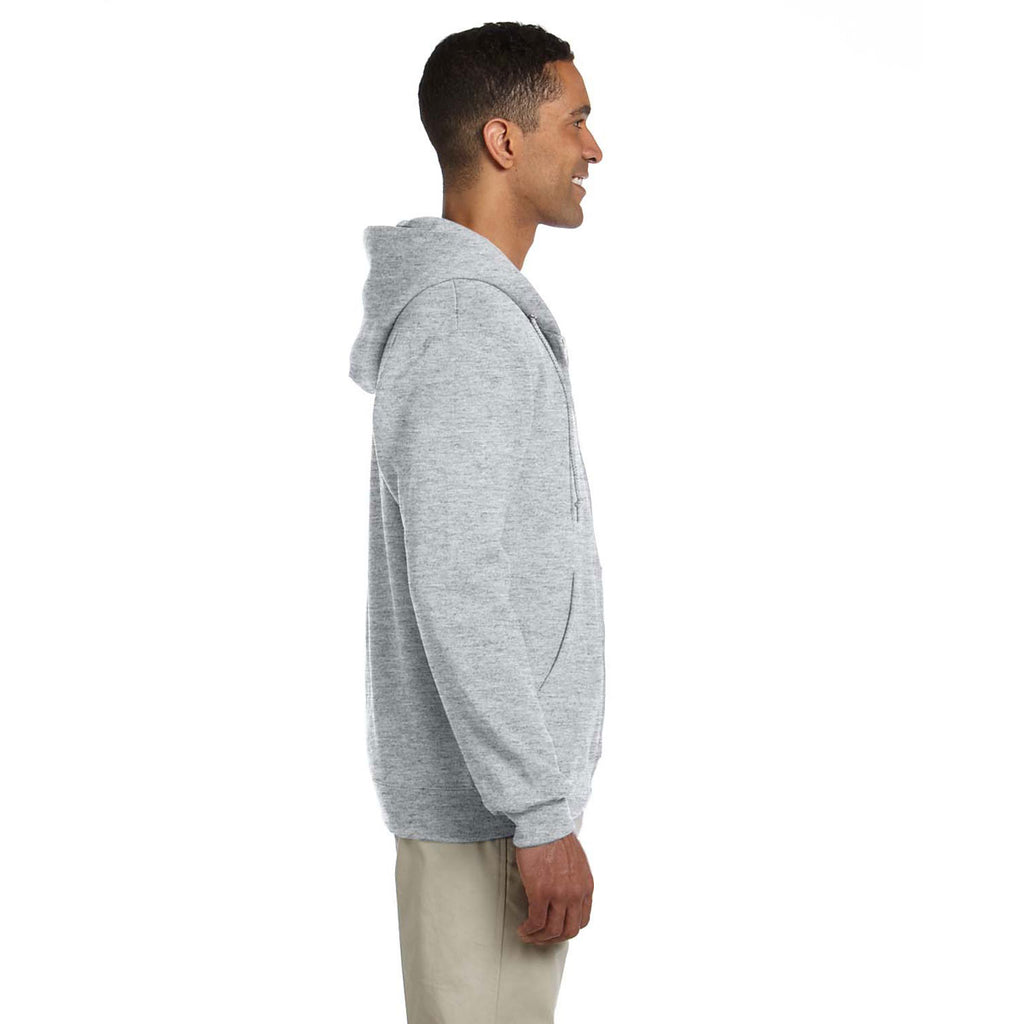 Jerzees Men's Ash 9.5 Oz. Super Sweats Nublend Fleece Full-Zip Hood