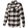 Burnside Women's Ecru/Black Buffalo Yarn-Dyed Long Sleeve Flannel Shirt