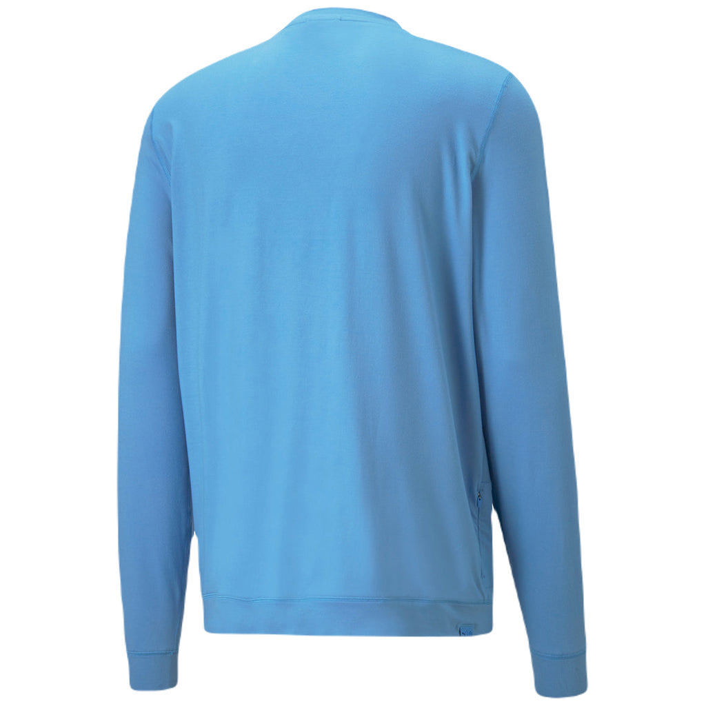 Puma Golf Men's Azure Blue Heather Cloudspun Grey Label Crewneck Sweater
